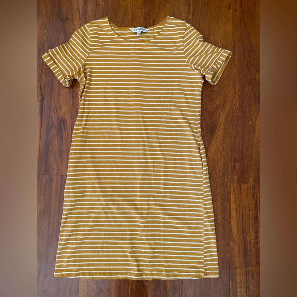 White and Yellow Striped Cotton Dress